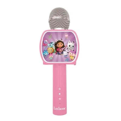 Image of LEXIBOOK, Gabby&#039;s Dollhouse, Bluetooth® Microphone with voice change function, Built in speaker, Phone holder included, Pink, MIC240GDH