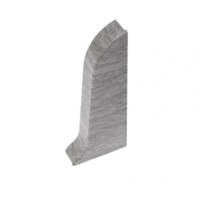 Image of Plastic Skirting Board Premium 2.2m PVC with Wire Cover Design Light Grey Oak M078 (Light M078, Right End Cap)