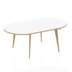 Image of Oslo 2400mm Oval Boardroom Table White Top Wood Edge Frame