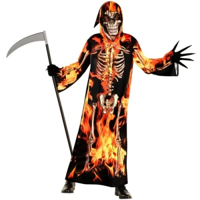 Image of Morph Fire Grim Reaper Costume Boys Kids Halloween Costumes For Toddler 7 9 Years