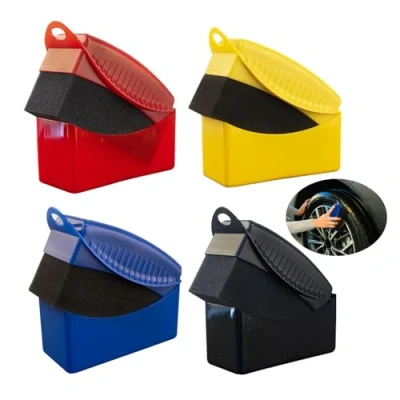 Image of 4 Piece Tire Sponges, Polishing Shine Brush, Applicator, Cleaning Products, Sponge, Care Applicator