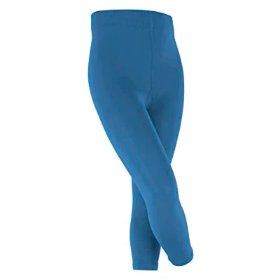 Image of FALKE Unisex Kids Cotton Touch K LE Opaque Plain 1 Pair Leggings, Blue (Azure 6197), 6 8.5