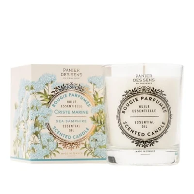 Image of Panier des Sens Sea Samphire Candle Scented Candles for Home Essential Oil Aromatherapy Relaxation Made in France Long Lasting &amp; 100% Natural Cotton Wick Vegan 6.3 oz
