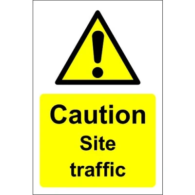 Image of Caution construction site traffic Safety sign 1.2mm Rigid plastic 300mm x 200mm