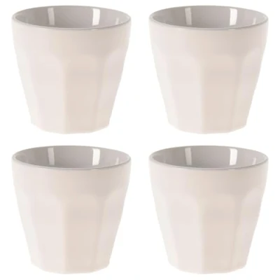 Image of Espresso Coffee Cups Mini Tea Glasses 90ml Porcelain Modern Mugs Shot Demitasse Hot Cold Drinks Cup Tumblers Stackable Stoneware for Home Office Gift, Set of 4 (White)