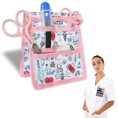 Image of OrtoPrime Nurse Pouch: Compact Pink Waist Bag &amp; Belt Organizer for Nursing Tools Ultimate Convenience Healthcare Professionals.