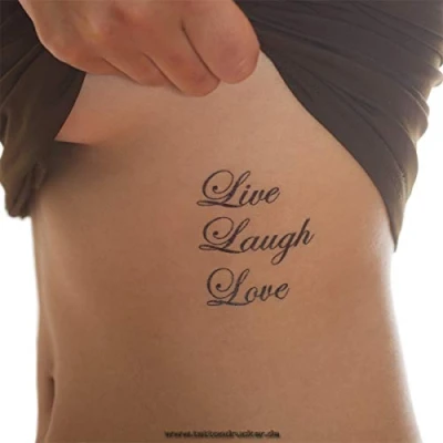 Image of 10 x Live Laugh Love Black Tattoo Lettering Temporary Skin (10)