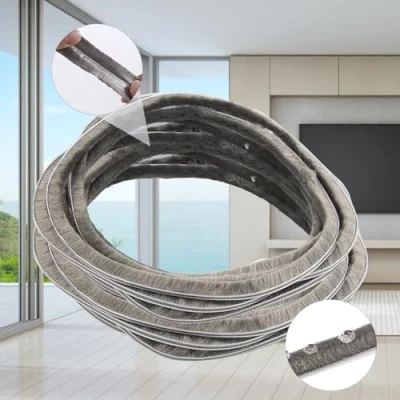 Image of 16 Ft (5m) 196 Inch Sliding sash Windows Doors Tape Pile Draught excluder Brush Seal Strip weatherstrip 7mm x 6mm (7/24 1/4 Inch, Gray)