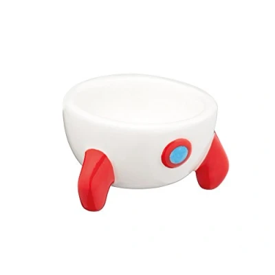 Image of KitchenCraft Ceramic Rocket Shaped Novelty Egg Cup, 6 x 3.5 cm (2.5&quot; 2.5&quot; 1.5&quot;) White / Red