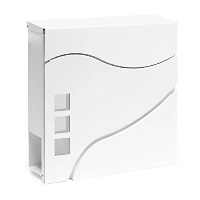 Image of Letterbox Modern Design V28 Wall Mounted Newspaper Compartment White Lockable