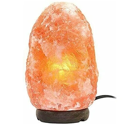 Image of SOO 100 Percent Natural Pure Himalayan USB LED 1kg Salt Lamp Healing Ionizing Pink Crystal Rock Hand Crafted Air Purifier Home Decor, Night Light &amp; Gifts Wooden Base Fine Quality Decoration