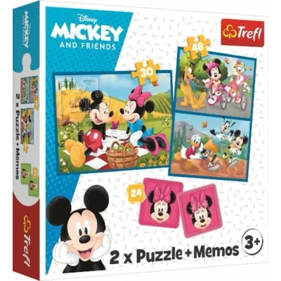 Image of Trefl Disney, Meet the Disney Heroes 3 in 1: 2x Puzzle + Memory Game, with Fairy Tale Heroes, 30 and 48 Elements, Various Difficulty Levels, 24 Memos, Mickey Mouse