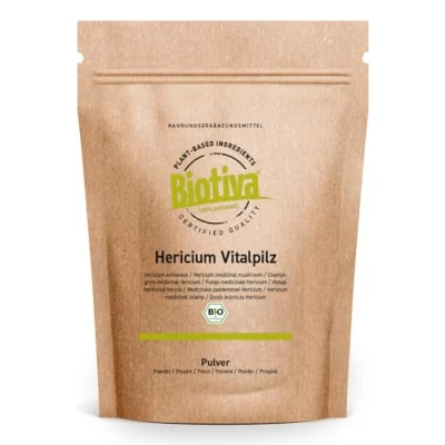 Image of Biotiva Hericium Powder Organic 150g Vegan erinaceus Packed and Certified in Germany (DE ECO 005).