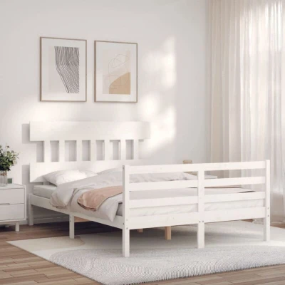 Image of vidaXL Bed Frame without Mattress White 120x200 cm Solid Wood