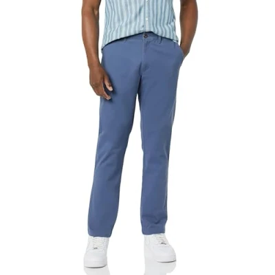 Image of Amazon Essentials Men&#039;s Athletic Fit Casual Stretch Chino Trousers (Available in Big &amp; Tall), Metallic Blue, 31W / 34L