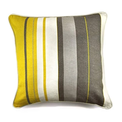 Image of Fusion Whitworth Stripe 100% Cotton Filled Cushion 43x43cm (17x17&quot;) in Ochre