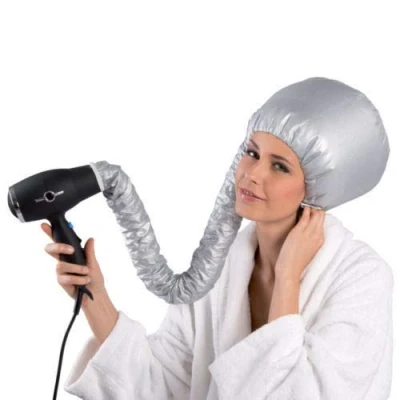 Image of Bonnet Hair Dryer Cap Drying Helmet with Elastic for Hairdryer Attachment, Grey