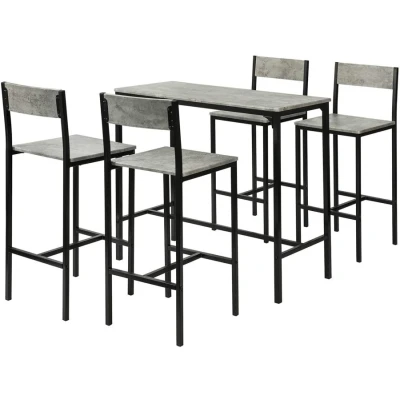 Image of SoBuy OGT14 HG, Bar Set 1 Table and 4 Stools, Home Kitchen Breakfast Furniture Dining