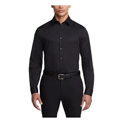 Image of Van Heusen Men&#039;s Dress Shirt Slim Fit Flex Collar Stretch Solid, Black, 16&quot; Neck 34&quot; 35&quot; Sleeve