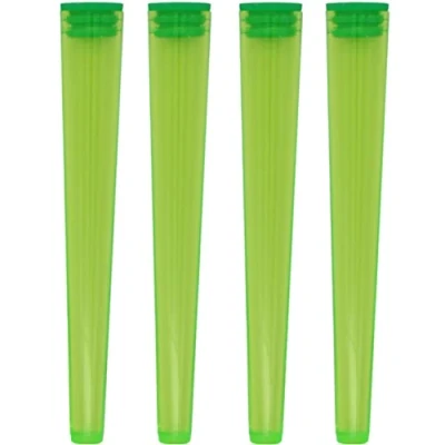 Image of Cherry on Top King Size Cone Holder Air Tight Hard Plastic Tube Smoking Rolling Cig Tube, 4 Holders Green