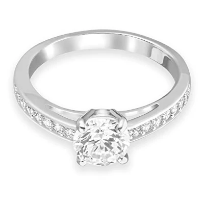 Image of Swarovski Womens Ring, Rhodium Plated, Zirconia / White, 60