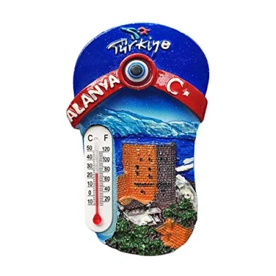 Image of Alanya Turkey 3D Slipper Refrigerator Magnet Travel Sticker Souvenirs Thermometer,Home &amp; Kitchen Decoration Fridge from China
