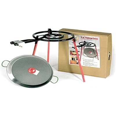 Image of Vaello Carbon Steel Pan 46cm Double Gas Ring Set of 3 Legs