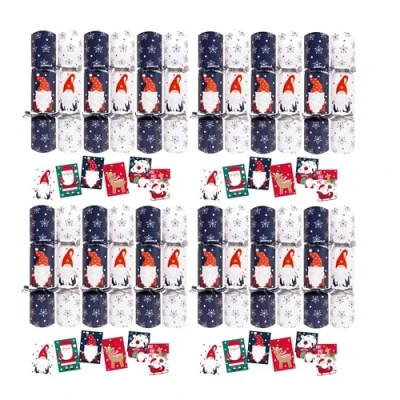 Image of Shop4allsorts 24 mini gonk christmas crackers cute 6 inch party small with hat Motto and snap.
