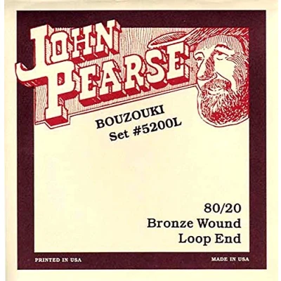Image of John Pearse Strings® 5200L For Irish Bouzouki 80/20 Bronze Wound Loop End 10 Single String Set Light Gauge Customs 11 40