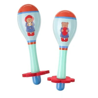 Image of Paddington Bear Toy Wooden Maracas, Baby Rattle Set Musical Instruments for 1 Year Olds, Toddlers Boy Girl Toys, Montessori Toddler Toys Gifts by Orange Tree