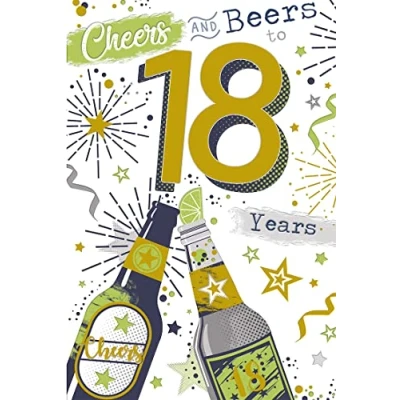 Image of Cheers &amp; Beers to 18 Years 18th Beer Design Happy Birthday Card