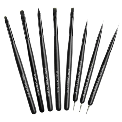 Image of Tipsketch Nail Art Brushes 8pcs Brush for With Liner and Dotting Pen Gel Polish Design, French Tips, Detailed Painting,