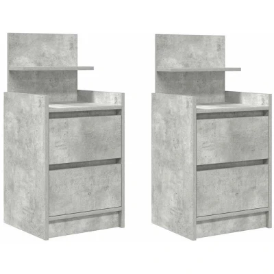 Image of vidaXL Bedside Cabinets with 2 Drawers pcs Concrete Grey 38x34x80 cm
