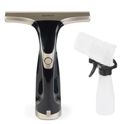 Image of Beldray Cordless Window Vacuum Plus Handheld &amp; Rechargeable Vac for Streak Free Windows, Mirrors Glass Cleaning, 60 ml Removable Water Tank, Includes Spray Bottle Wipe Pad, Platinum, BEL02003