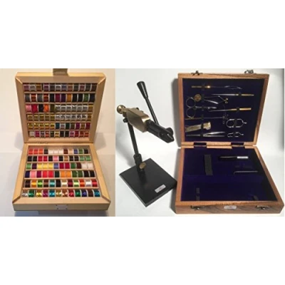 Image of FLYCAST Fly Tying Vice kit &amp; 144 Spools of Thread.