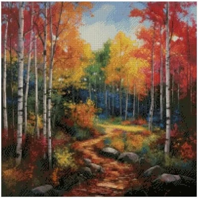Image of The Autumn Colors (1) Counted Cotton Cross Stitch,100% Cotton,14count,200x200stitch, 36x36cm Wide Stuning folliage View Stitch kit