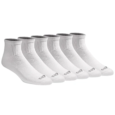 Image of Dickies Men&#039;s Dri tech Moisture Control Quarter Socks Multipack, Solid White (6 Pairs), Shoe Size: 6 12