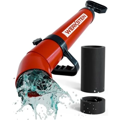 Image of WERKSTEIN Air Pump Drain Unblocker incl. Two Adapters Industrial Cleaner for unblocking Toilet, Sink, Shower Pressure Plunger Toilet Heavy Duty