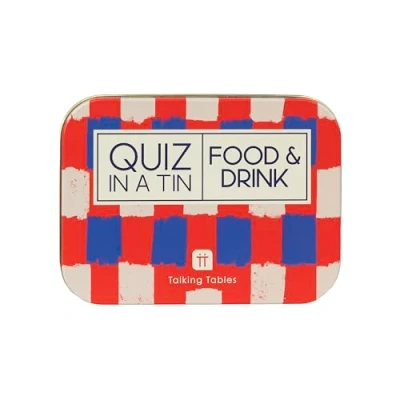 Image of Talking Tables Christmas Festive Food and Drink Quiz Game, Question Cards after Dinner Party, Fun Travel Pocket Games Adults, Present, Card Games, Secret Santa, Ages 14+