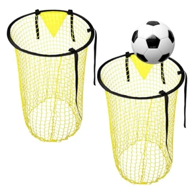 Image of 2 Pack Soccer Top Bins Target Net,Top Football Goal Net,Football Bag, Training Target, Corner Net Goals for Kids (yellow, medium)