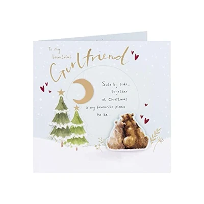 Image of Clintons: Bears Under the Moon Girlfriend Christmas Card, Card for Girlfriend, Xmas to my Girlfriend., Multi Colour, 192 x 192, 1150535