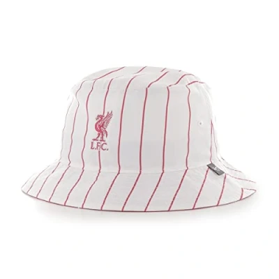 Image of 47 Liverpool FC Hat Bucket Fisherman Cap White Pinstripe