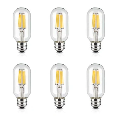 Image of Huamu T45 LED Edison Bulb 6W Warm White 2700K 60W Incandencent Replacement Screw E27 Vintage Decorative Light Clear Tubular Filament (6 Pack, Non Dimmable)