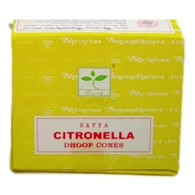 Image of Satya Citronella Incense Cone x1 pack, used for Aromatherapy, Spa, Yoga, Weddings, Reiki, Meditation, Healing by SAMASIA