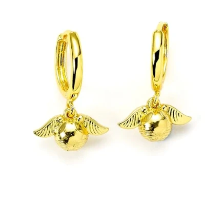 Image of Harry Potter Golden Snitch Gold Tone Huggy Earrings
