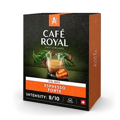 Image of Café Royal Espresso Forte 36 Capsules for Nespresso Coffee Machine 8/10 Intensity UTZ certified recyclable Aluminium