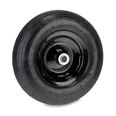 Image of Relaxdays Wheelbarrow Tyre, 3.50 6, Pneumatic Spare Wheel, Steel Rim, with Valve, Supports up to 120 kg, Black, 3.5 6