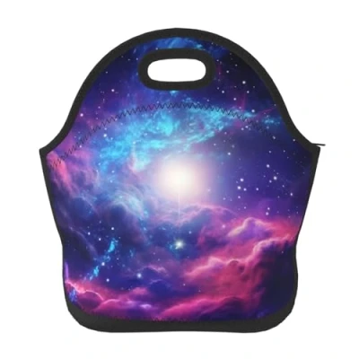 Image of Neoprene Lunch Bags galaxy Print Insulated Tote Bag Reusable Thermal Cooler Container Box for Work Travel Picnic