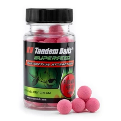 Image of Tandem Baits SuperFeed Fluo Mini Pop Up Strawberry Cream, Carp Fishing Ups, Bait, Hookbaits, Accessories for Monster Fish 12mm 30g