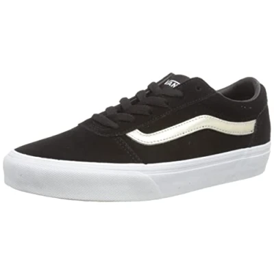 Image of Vans Women&#039;s Ward Sneaker, Suede Metallic Black Gold, 2.5 UK